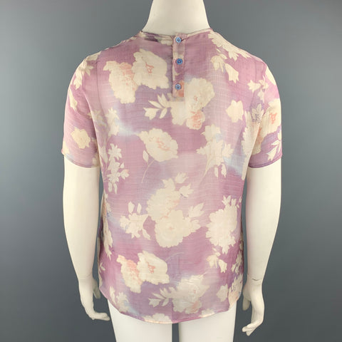 GIORGIO ARMANI Size 10 Light Purple Floral T Shirt Blouse