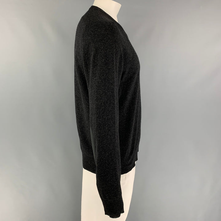 MAISON MARGIELA Size XL Charcoal Lana Wool Cashmere V-Neck Pullover