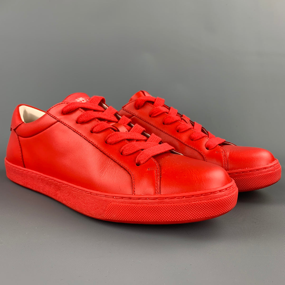COACH Size 10 Red Leather Low Top Lace Up Sneakers
