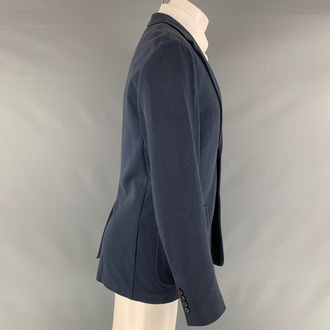THEORY Size 40 Navy Solid Cotton Blend Notch Lapel Sport Coat