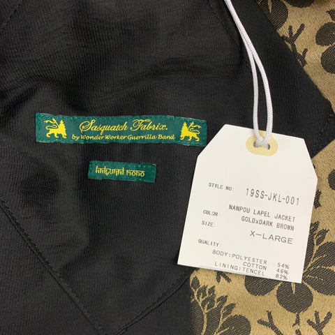 SASQUATCHfabrix Talla XL Abrigo deportivo de poliéster / algodón floral dorado y marrón
