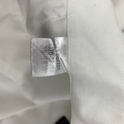 ETON Size L White Pleated Cotton Blend Tuxedo Shirt