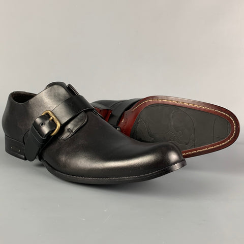 DSQUARED2 Size 11 Black Leather Belted Loafers