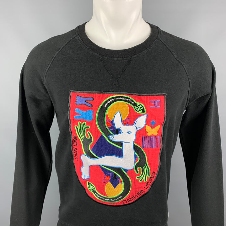 CHRISTIAN LACROIX x BRIAN KENNY Limited Edition Size S Black & Red Abstract Cotton Sweatshirt