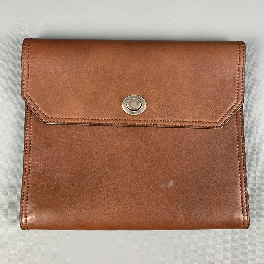 BRUNELLO CUCINELLI ダークブラウン レザー iPadケース BRUNELLO CUCINELLI - BRUNELLO CUCINELLI ダークブラウン