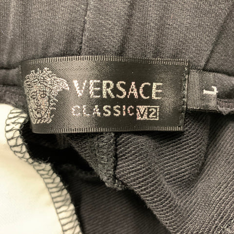 VERSACE Size L Black Cotton Spandex Drawstring Shorts