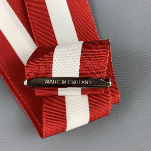 VINTAGE Red & White Stripe Leather Trim Ribbon Size One Size Suspenders