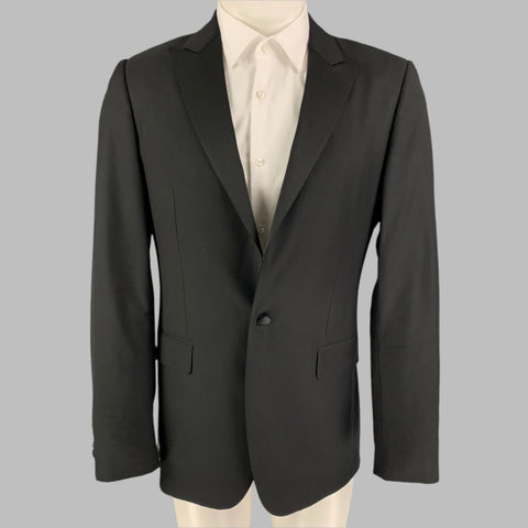 CALVIN KLEIN COLLECTION Size 38 Black Wool Peak Lapel Sport Coat