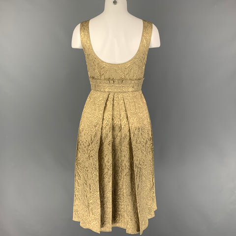 BURBERRY Size 2 Gold Wool Blend Textured Sleeveless Cocktail Dress