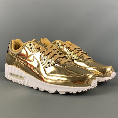 Zapatillas NIKE Air Max 90 talla 12 de cuero metalizado dorado con cordones