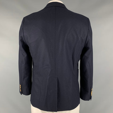MAISON KITSUNE Taille 42 Manteau de sport à revers cranté en laine unie marine