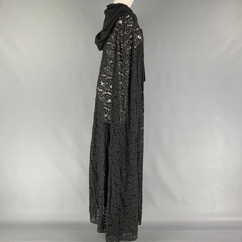 Manteau à capuche en dentelle noire sur mesure, taille unique