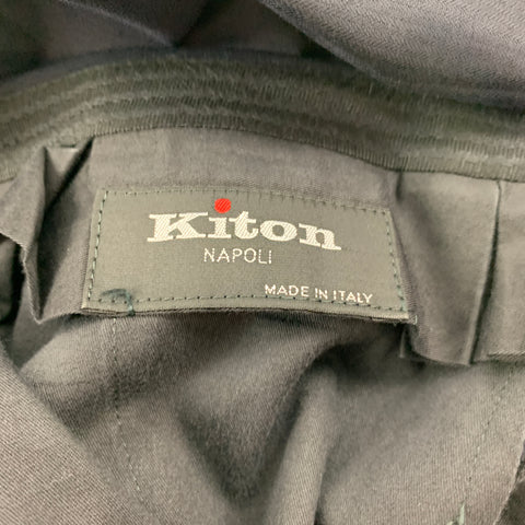 KITON Size 46 Navy Wool Single Breasted Notch Lapel Suit