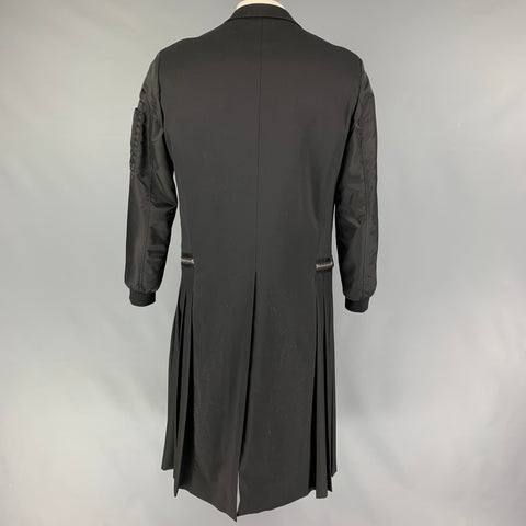 DSQUARED2 FW 16 Size 38 Black Mixed Fabrics Wool Peak Lapel Coat