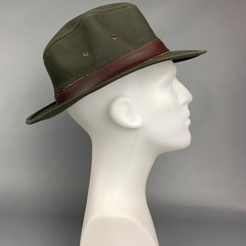 GOORIN BROTHERS Size L Olive & Brown Canvas Leather Hat