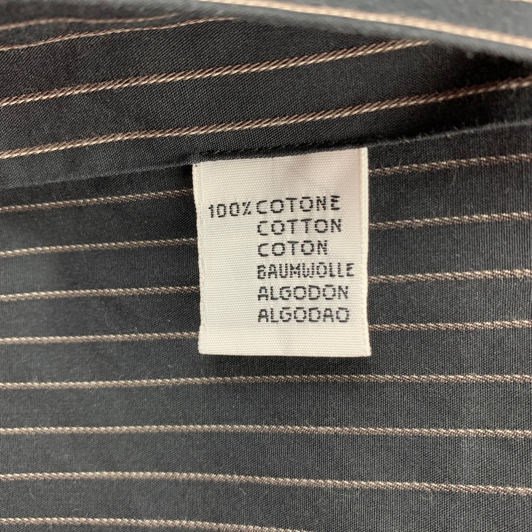 VALENTINO Slim Fit Taille M Chemise à manches longues boutonnée en coton à rayures noires