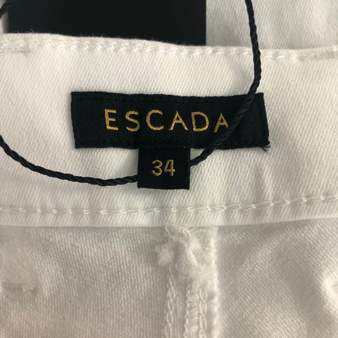 ESCADA Pantalones de vestir rectos lisos de mezcla de algodón blanco talla 4