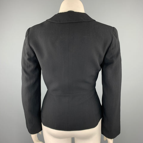 GIORGIO ARMANI Taille 10 Veste en mélange de triacétate côtelé noir