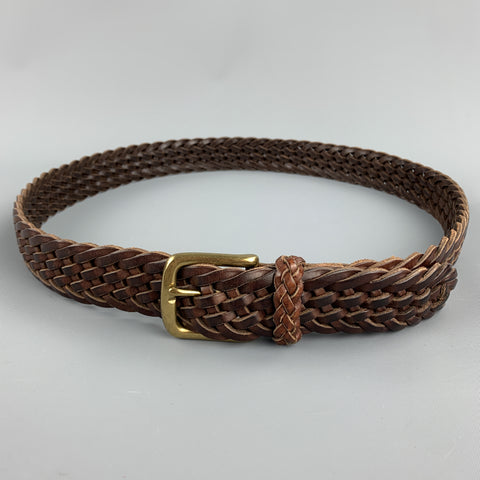 RALPH LAUREN Woven Size 38 Brown Leather Belt