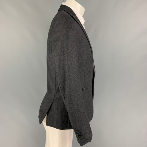 THE KOOPLES Taille 38 Manteau de sport à revers en laine noir anthracite