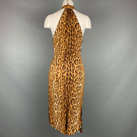 YIGAL AZROUEL Size S Brown & Tan Animal Print Rayon / Silk Sleeveless Dress