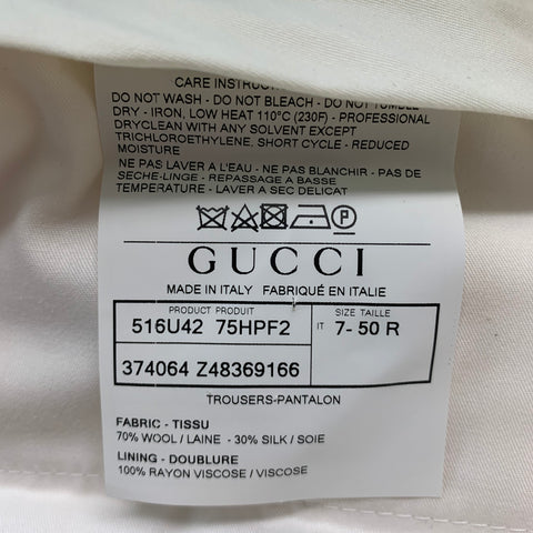 GUCCI Size 34 Beige Solid Wool  Silk Zip Fly Dress Pants