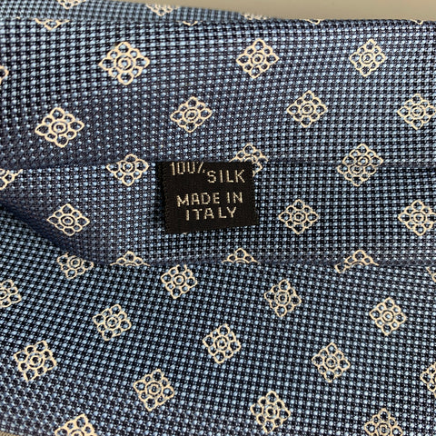 KITON Blue White Rhombus Silk Tie