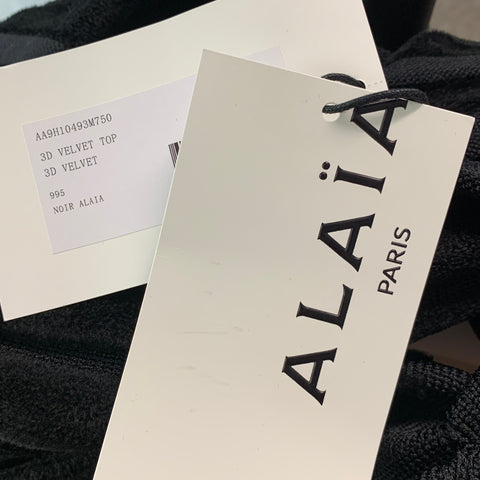 ALAIA Jersey corto de terciopelo de poliamida viscosa negro talla 4