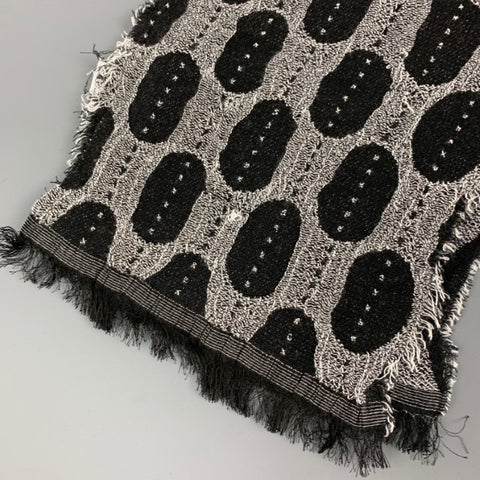 NOT LISTED Black White Woven Viscose Blend Scarf