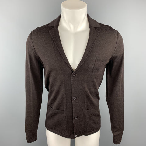 PAOLO PECORA Size M Brown Wool Notch Lapel Lighweight Jacket