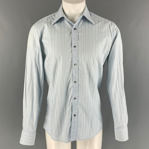 GUCCI Size M Blue Navy Stripe Cotton Long Sleeve Shirt