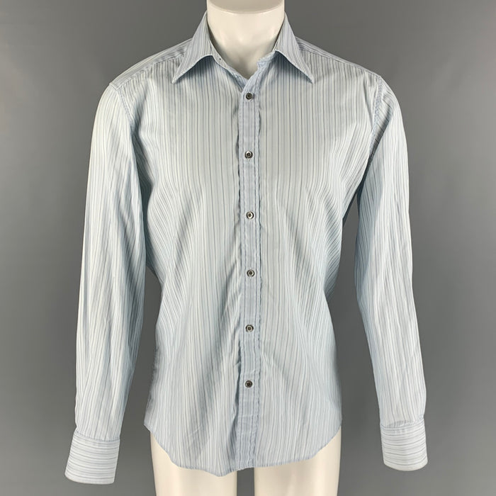 GUCCI Size M Blue Navy Stripe Cotton Long Sleeve Shirt