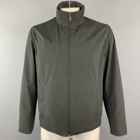 PRADA Size L Charcoal Polyester Reversible Zip Up Reversible Jacket