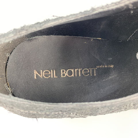 NEIL BARRETT Size 10 Black Textured Suede Cap Toe Lace Up