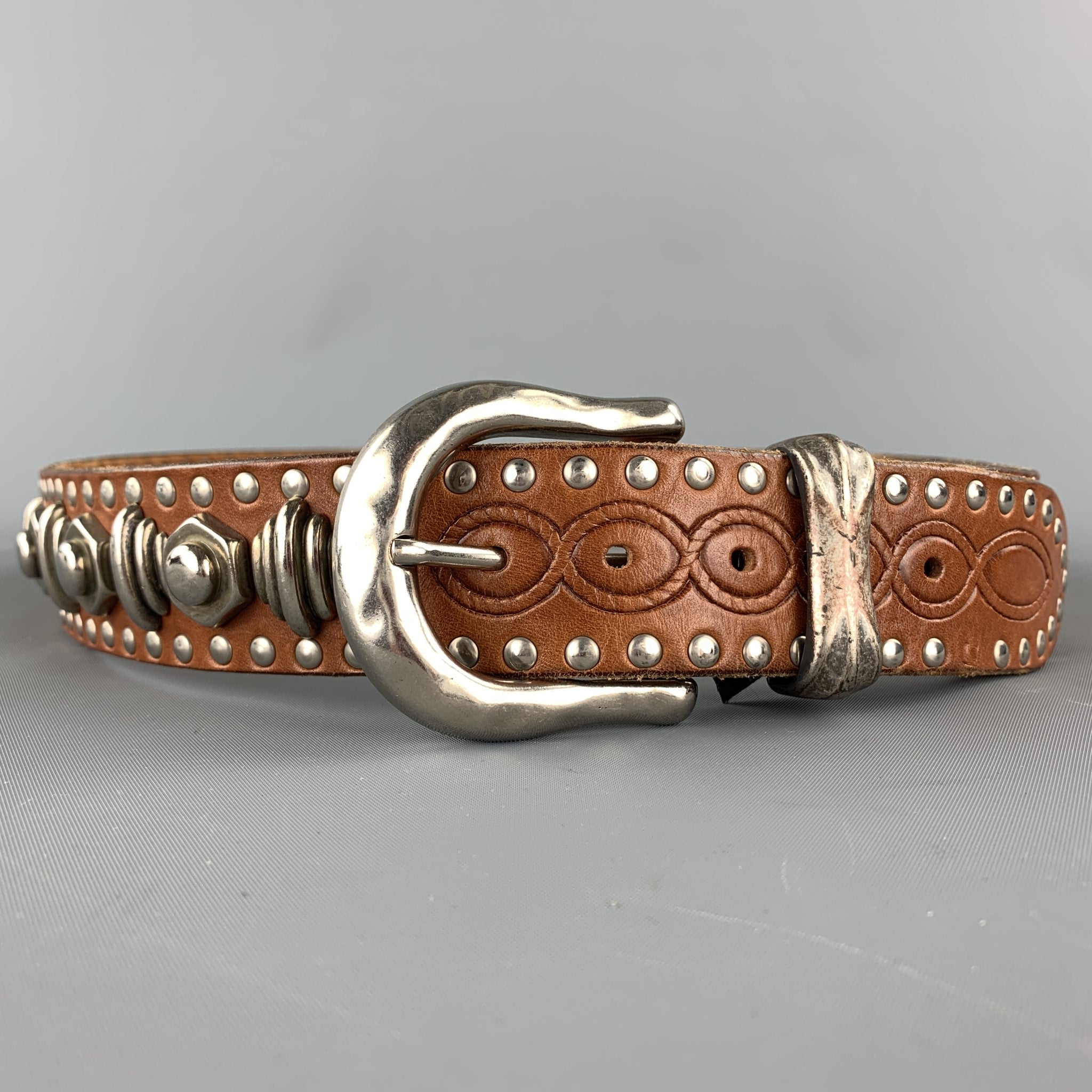 nanni レザーベルト 85/34 USED（2） イタリア製/マイケルジャクソン愛用】ナンニNANNI MILANO/装飾