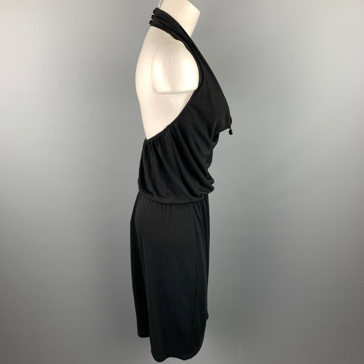 ST. JOHN Size 6 Black Acetate Blend Halter Cocktail Dress