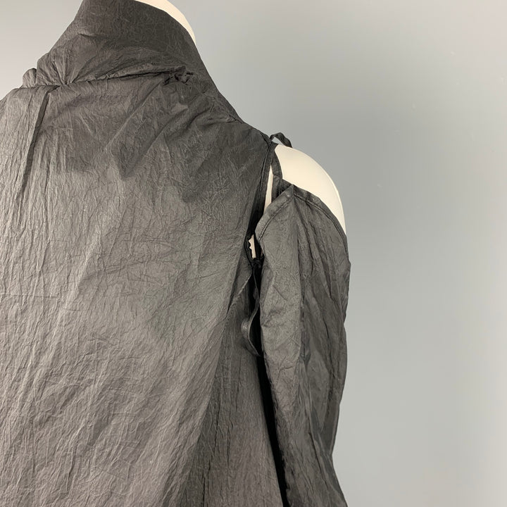 MASNADA Veste châle ouverte en nylon texturé noir taille unique