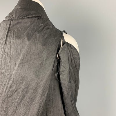 MASNADA Size One Size Black Textured Nylon Open Front Shawl Jacket