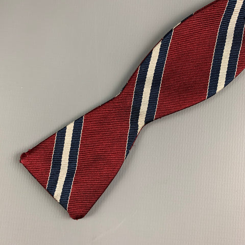 ROOSTER Burgundy Navy Diagonal Stripe Silk Bow Tie
