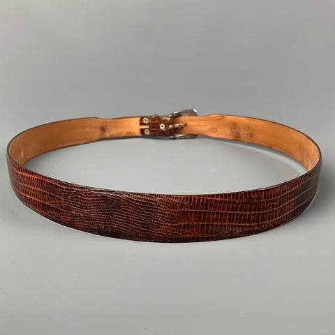 ROBERT TALBOTT Size 40 Brown Embossed Leather Belt