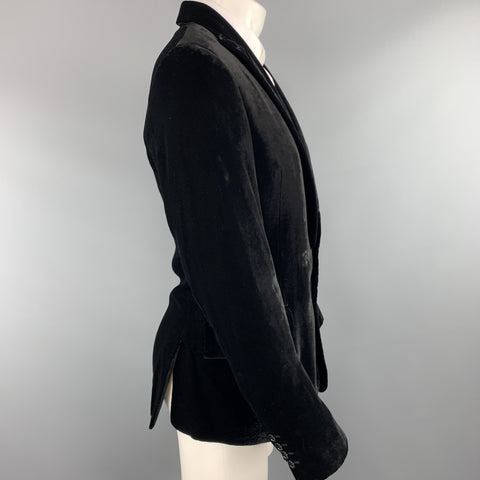 D&G by DOLCE & GABBANA Size 38 Black Velvet Peak Lapel  Sport Coat