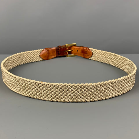 MARTIN DINGMAN Size 34 Beige Brown Woven Embossed Fabric Belt