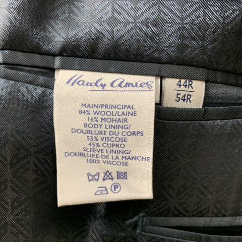 HARDY AMIES Size 44 Black Mixed Fabrics Wool / Mohair Sport Coat