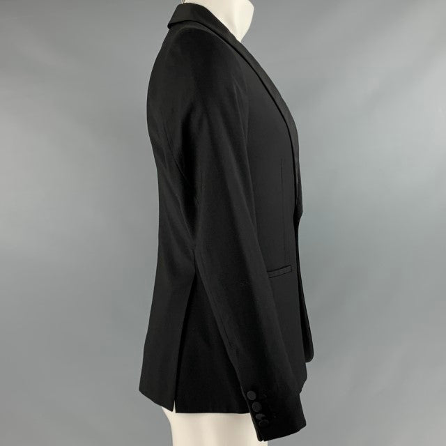 J. LINDEBERG Size 38 Black Wool Shawl Collar Coat