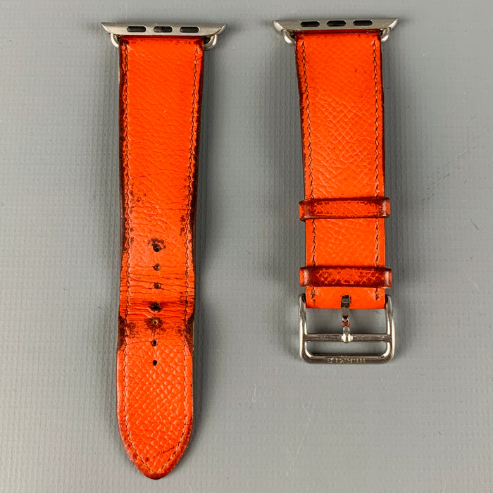 HERMES Orange Leather Smart Watch Band