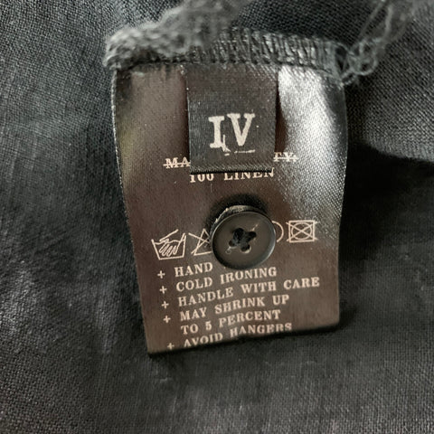 ALEKSANDR MANAMIS Size XL Black Solid Linen Asymmetrical Long Sleeve Shirt