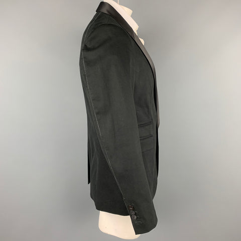 TOM REBL Size 42 Black Acetate / Cotton Shawl Collar Sport Coat