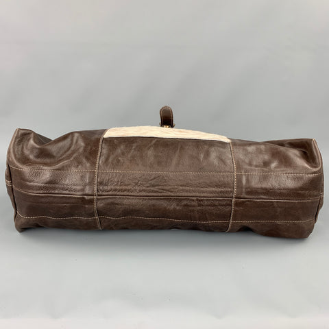 CUSTOM MADE Brown Leather Cowhide Weekender Handbag & Leather Goods