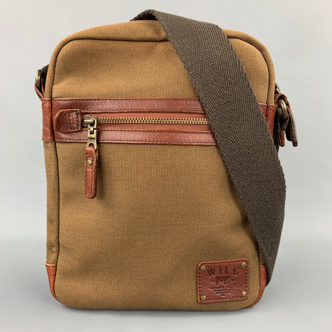 WILL Sac bandoulière en toile avec bordure en cuir olive