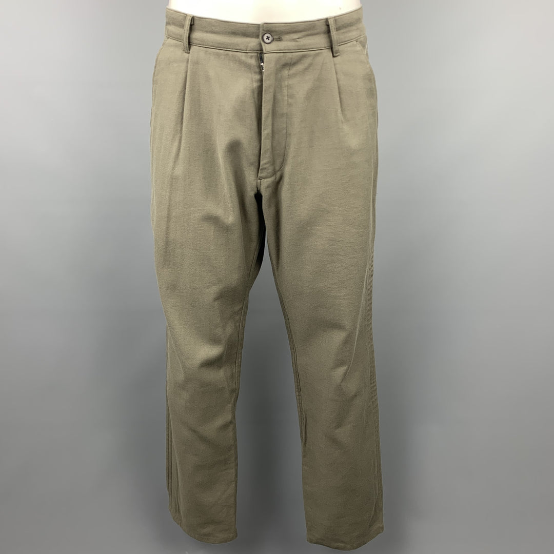 NOMA T.D. Size 34 Olive Cotton Zip Fly Pleated Casual Pants